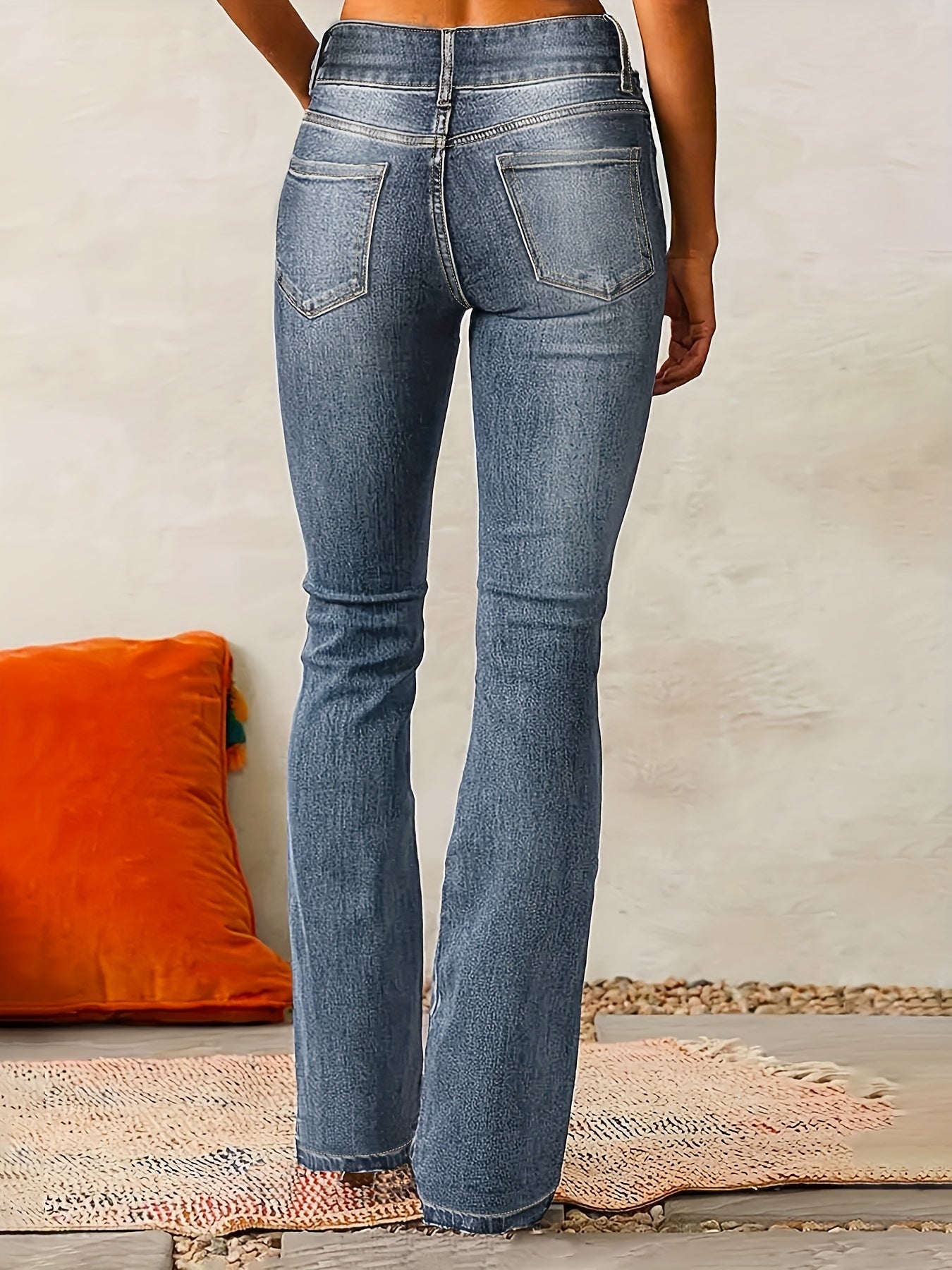 High waist flared damesjeans met dubbele knoopsluiting – RIVIA FLARE - Glamorix