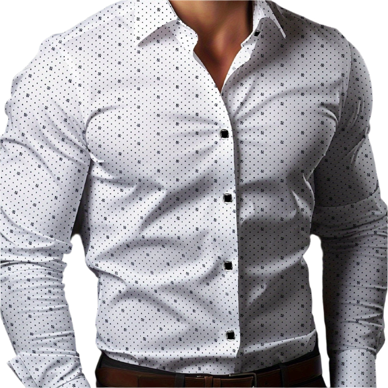 Heren slim fit overhemd met microdessin en lange mouwen – DEXTON MICROLINE - Glamorix
