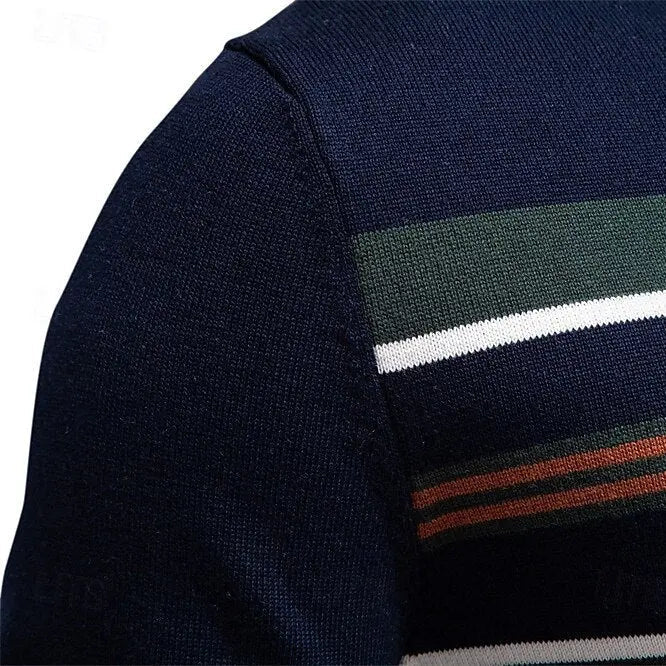 EDGAR – Gestreepte heren trui met halve rits en moderne look