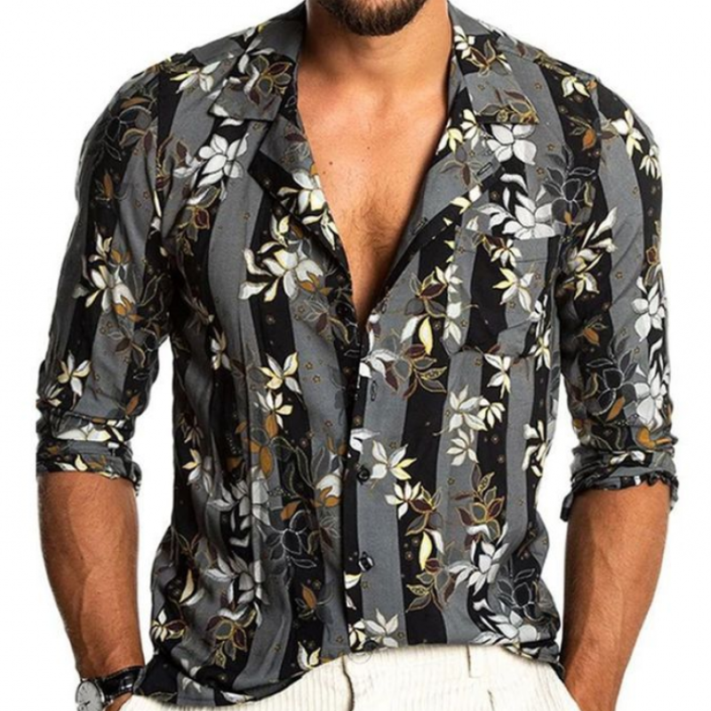 Lichtgewicht Heren Slim Fit Chiffon Overhemd met Vintage Bloemenpatroon voor Casual Elegante Stijl – Aderito - Glamorix