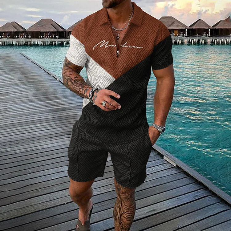 Heren - Set Met Ritssluiting - Comfortabele Stof - Stijlvolle Outfit - MODERNE LOOK - Glamorix