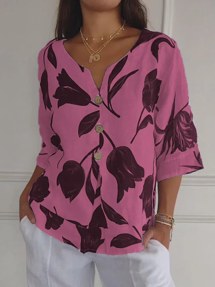 Elegante damesblouse met tijdloze bloemenprint – FLORELLA