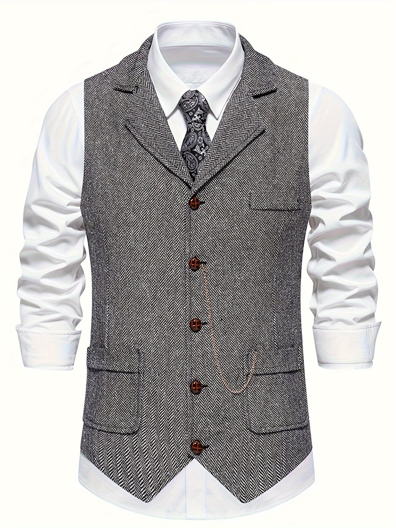 Stijlvol heren gilet met visgraatmotief – HARTLEY VEST - Glamorix