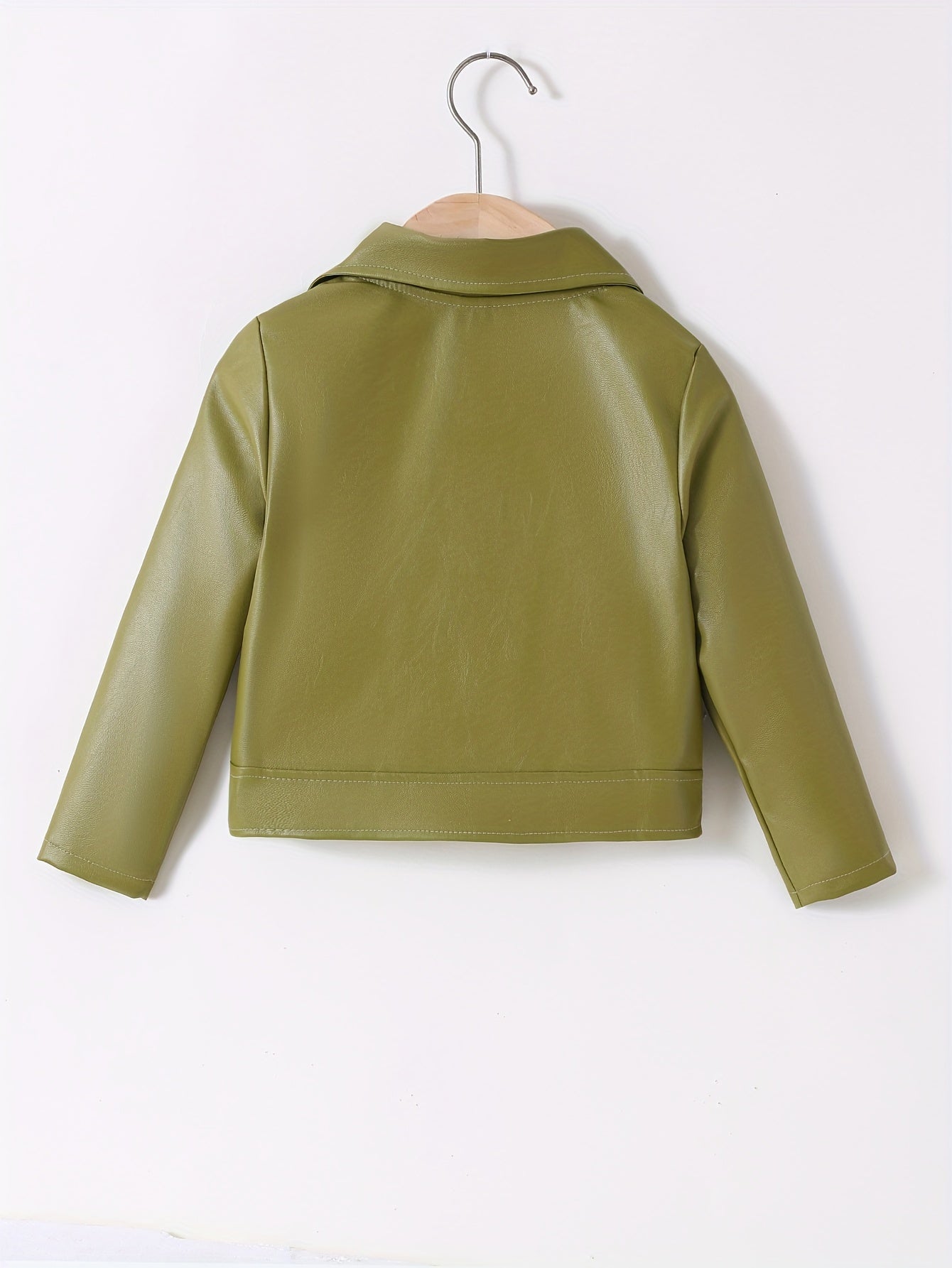 Zaira - PU Lederen Jas met Omgekeerde Kraag en Schuine Rits voor Lente en Herfst
