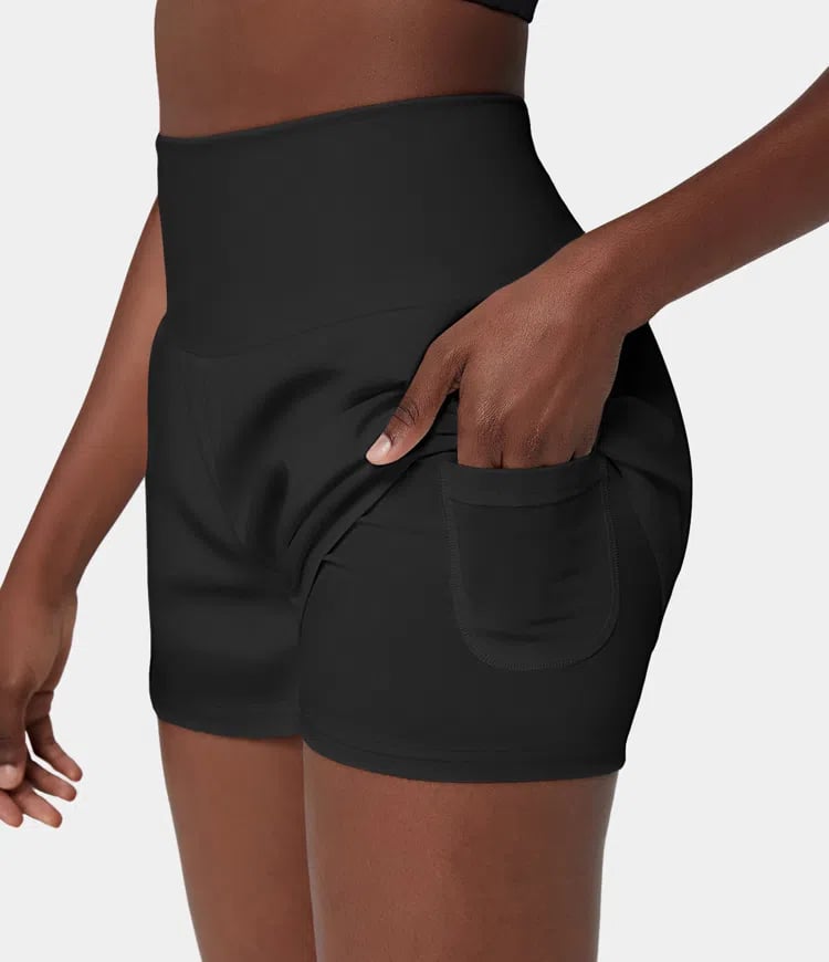 Dames sportshort met hoge taille en binnenbroek – DORINA - Glamorix