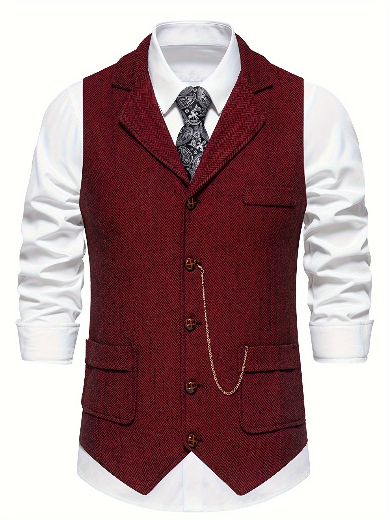 Stijlvol heren gilet met visgraatmotief – HARTLEY VEST - Glamorix