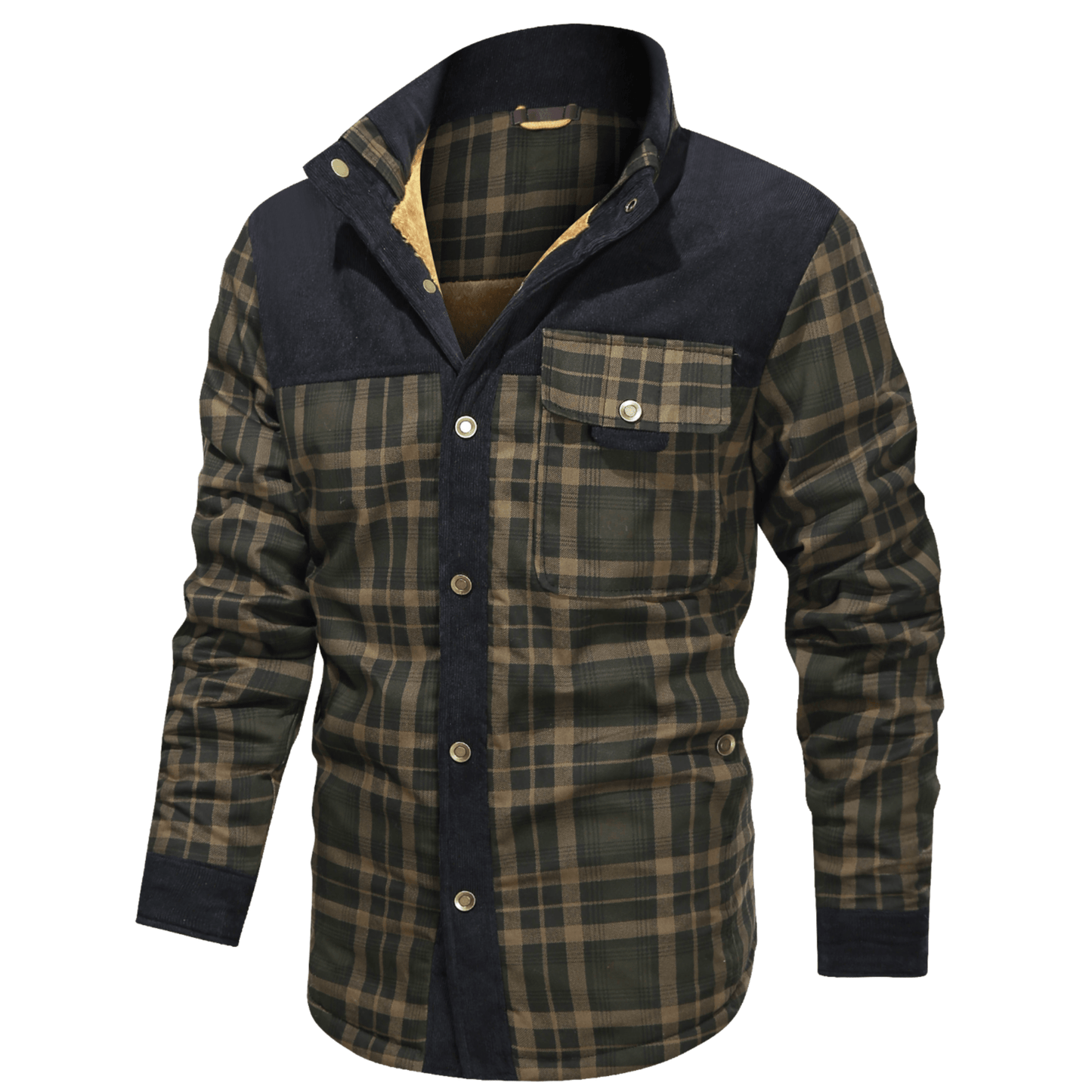 HARRIS - Herenjas met rustieke geruite knoopsluiting en corduroy accenten