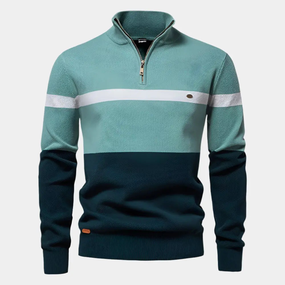 Herenpullover met colorblock en kwartrits – TAVIOR - Glamorix