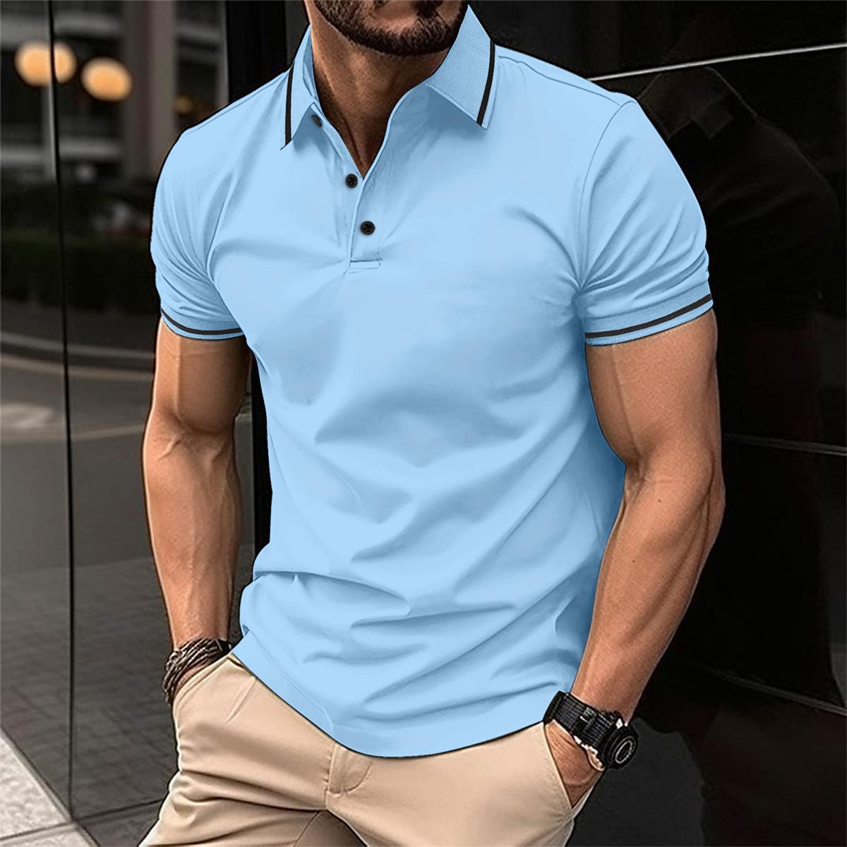 DAMON - Luxe slimfit poloshirt met contrasterende randen voor heren