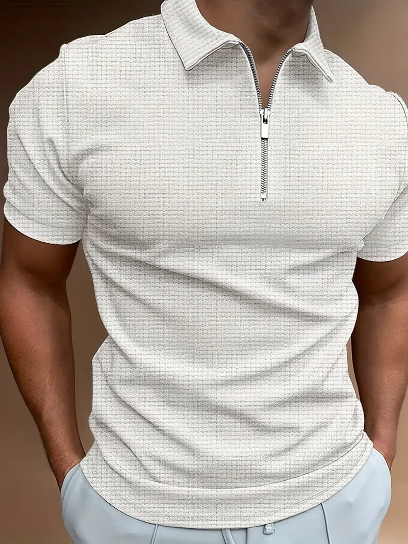 DAMIEN - Poloshirt met halve rits voor heren