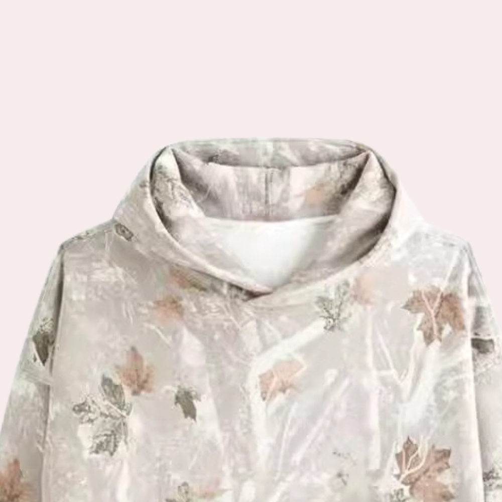 Casual heren hoodie met camo print en kangoeroezak – VERTAK HoodCore - Glamorix