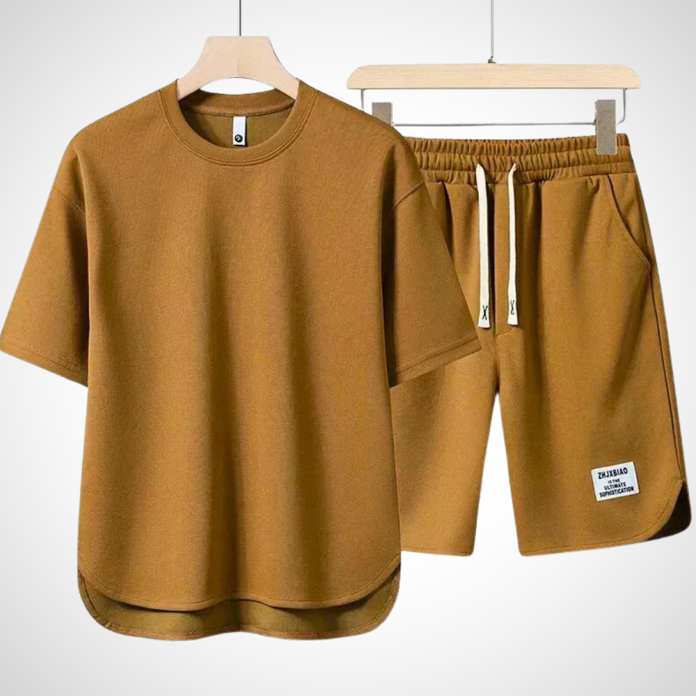 Heren lounge set met oversized T-shirt en short – NUVORO SET - Glamorix