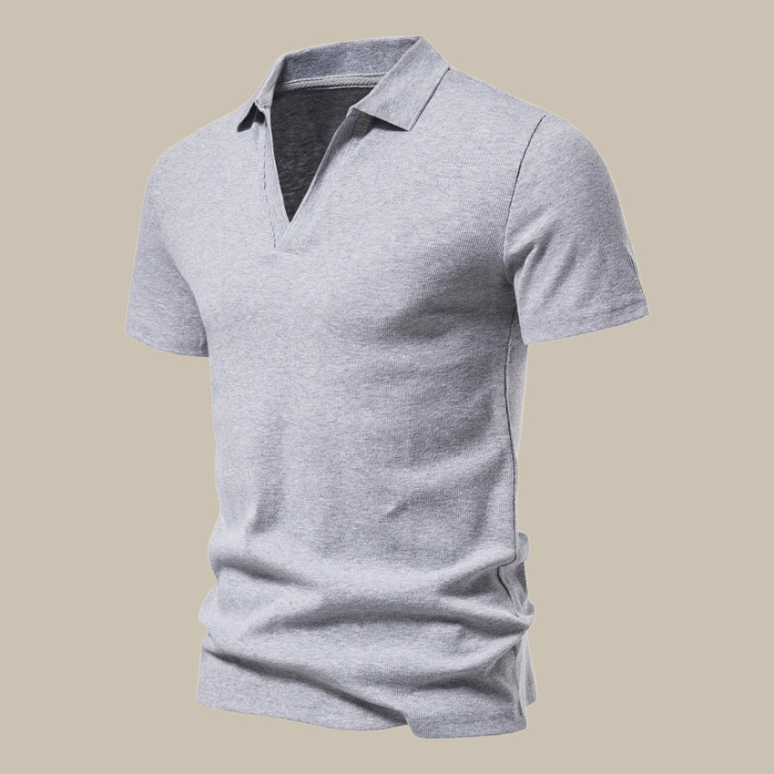 Herenpolo van Merino Wol met Korte Mouwen en V-hals voor Casual en Semi-Formele Gelegenheden – LORENZO CLASSIC - Glamorix