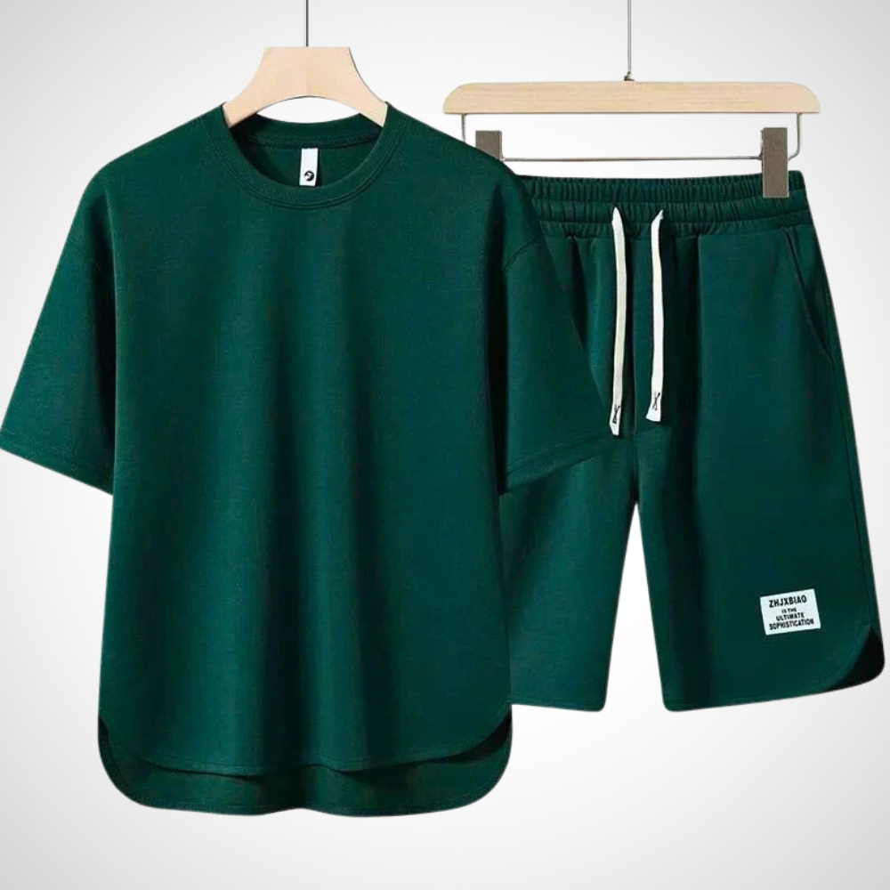 Heren lounge set met oversized T-shirt en short – NUVORO SET - Glamorix