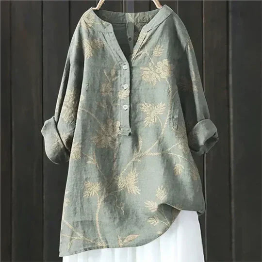 Dames tuniekblouse met knoopsluiting en ronde zoom – AMARA FLOW - Glamorix