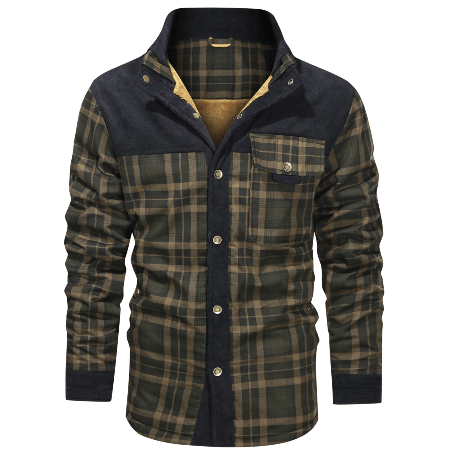 HARRIS - Herenjas met rustieke geruite knoopsluiting en corduroy accenten