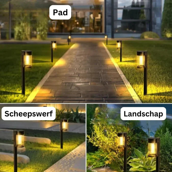 Stijlvolle Zonne-energie Padverlichting voor een Verlichte Tuin – LumiPath
