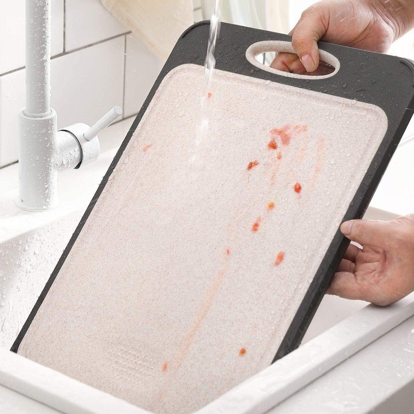 Hygiënische dubbele snijplank met antislip en opvanggroeven – CLEANCUT DUO - Glamorix