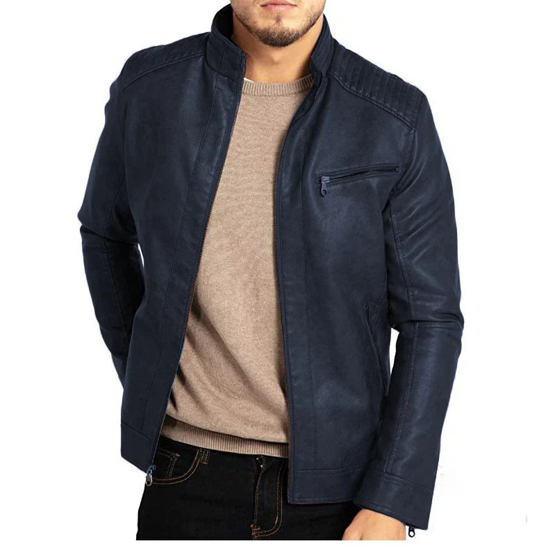 LUCIAN - Slim fit leren jas met ritssluiting voor heren