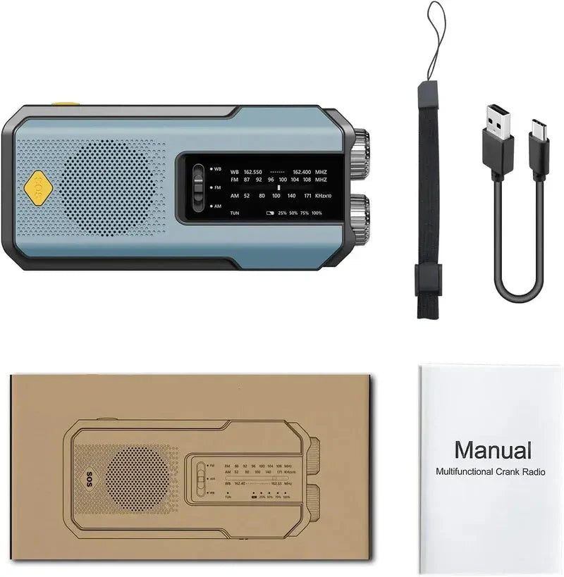 Handmatige noodradio met zaklamp, powerbank en SOS-alarm – RESQ CHARGERPRO - Glamorix