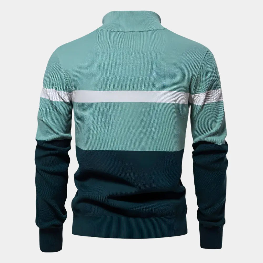 Herenpullover met colorblock en kwartrits – TAVIOR - Glamorix