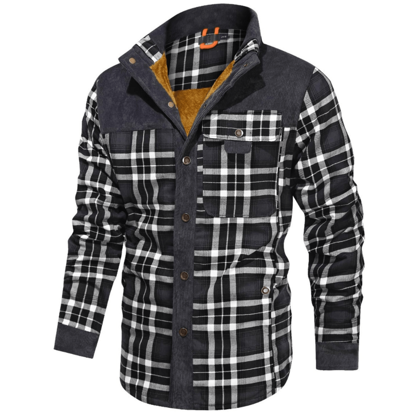 HARRIS - Herenjas met rustieke geruite knoopsluiting en corduroy accenten