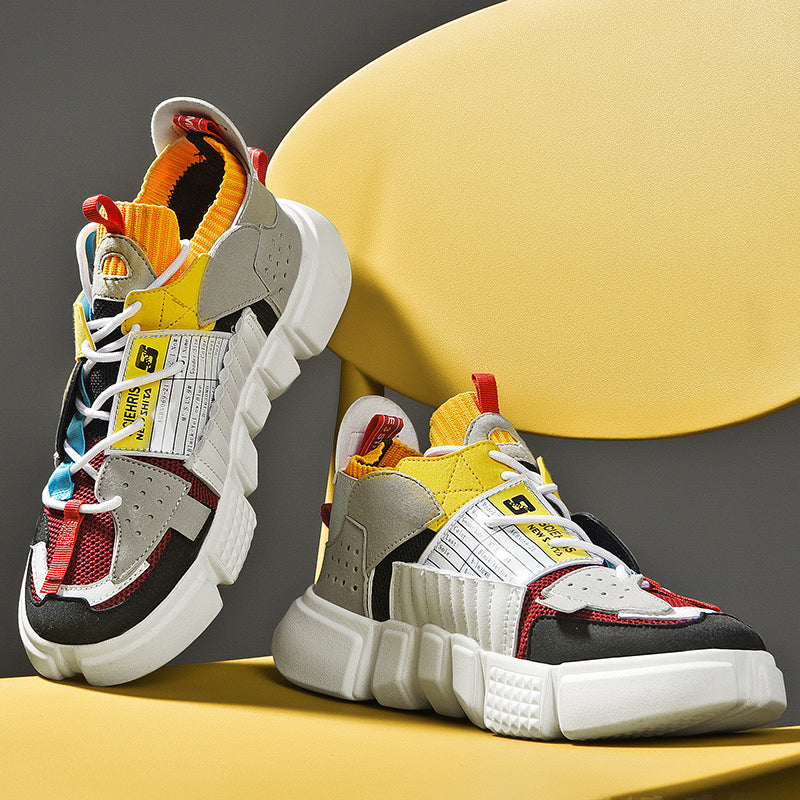 Fashion heren sneakers met futuristisch design en dikke zool – NOVARO X1 - Glamorix