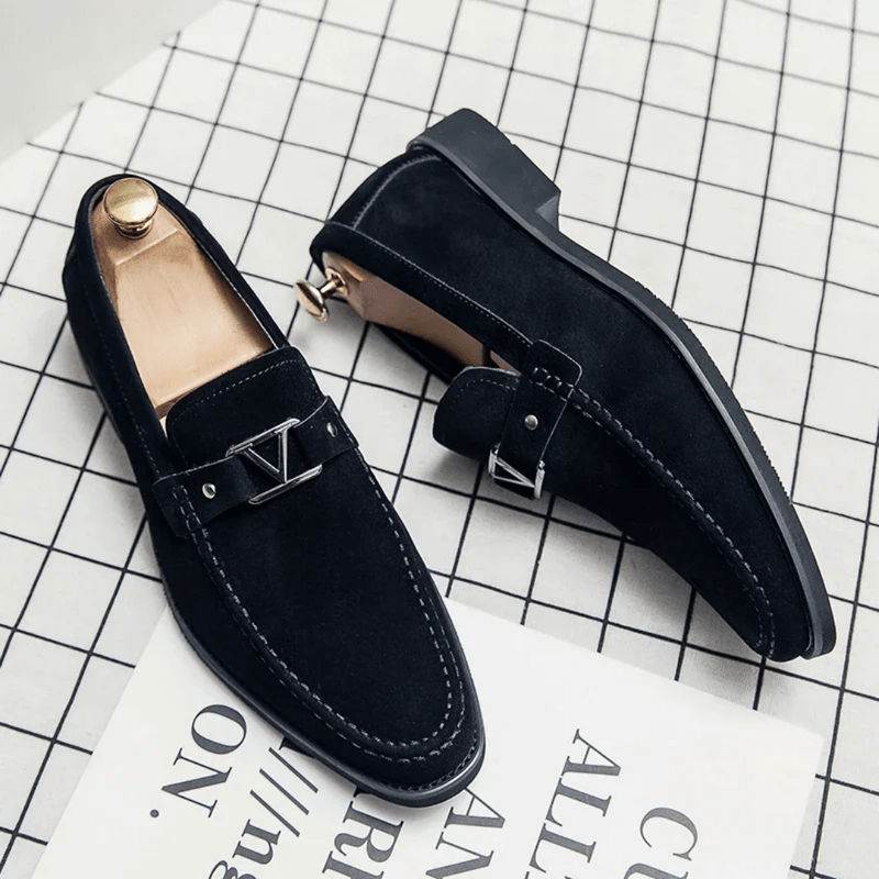 Heren loafers met hoekige belijning en metalen gesp – VARELLO EDGE - Glamorix