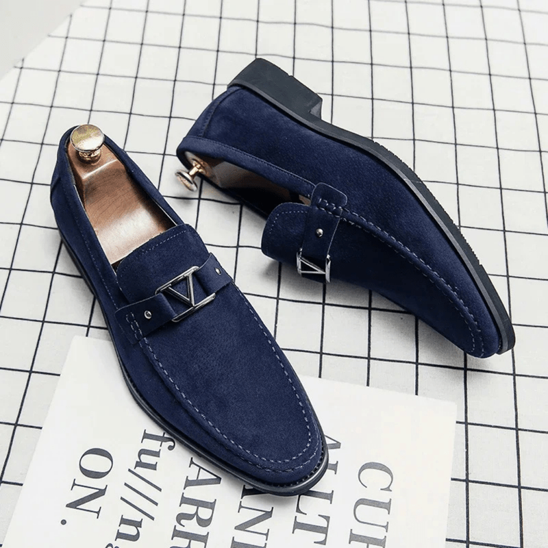 Heren loafers met hoekige belijning en metalen gesp – VARELLO EDGE - Glamorix