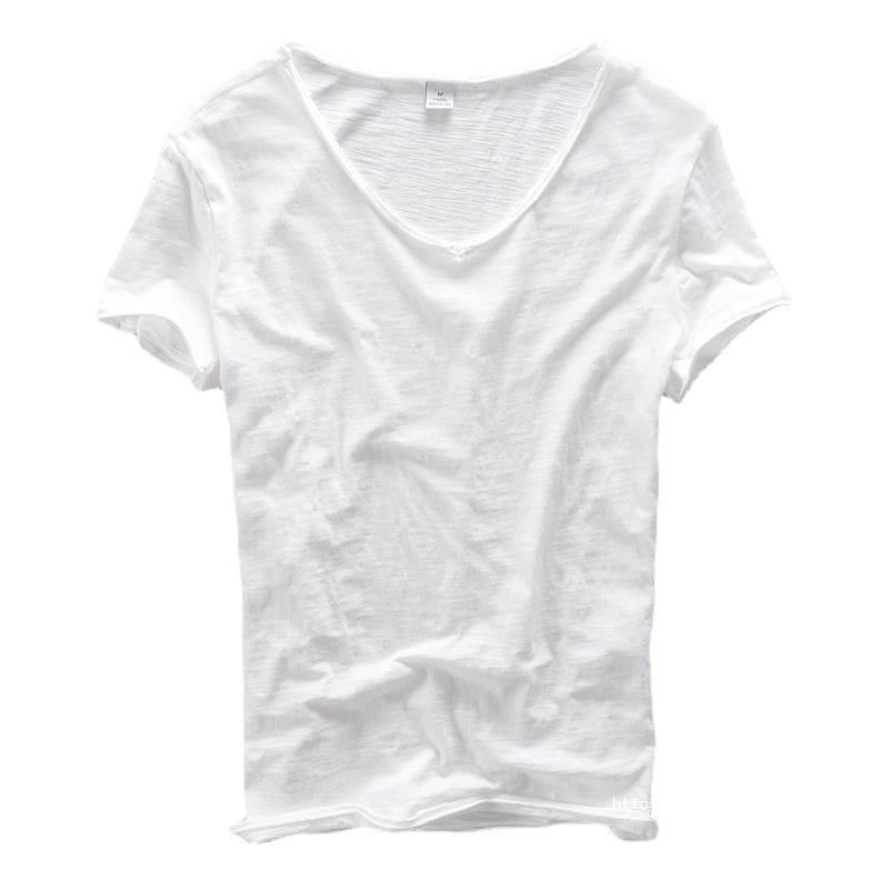 Heren T-shirt met V-hals en raw-edge afwerking – NOX RELAX - Glamorix