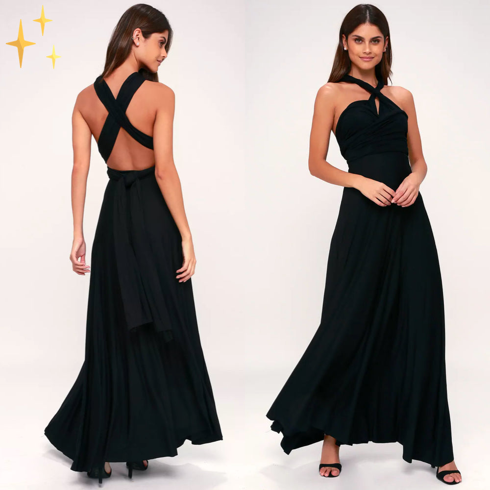Verleidelijke maxi zomerjurk met open rug en kruislings gebonden top – AURELIA SKY - Glamorix