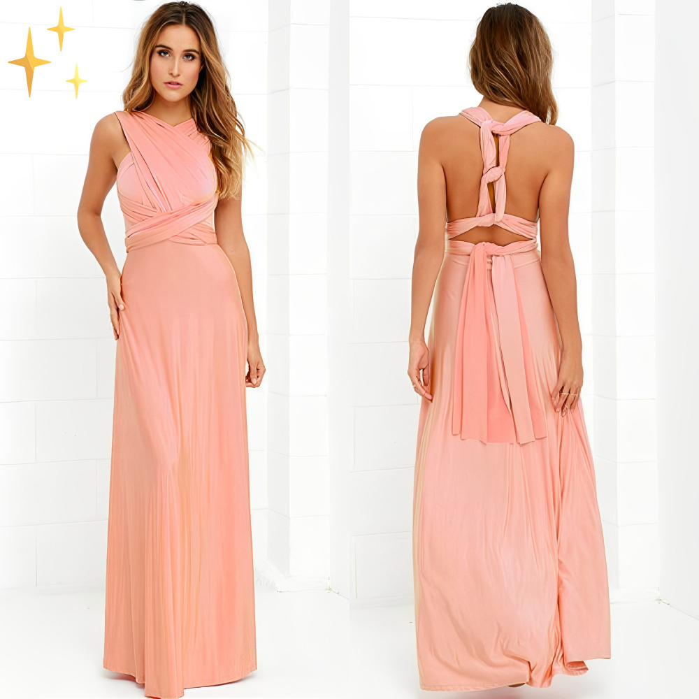 Verleidelijke maxi zomerjurk met open rug en kruislings gebonden top – AURELIA SKY - Glamorix