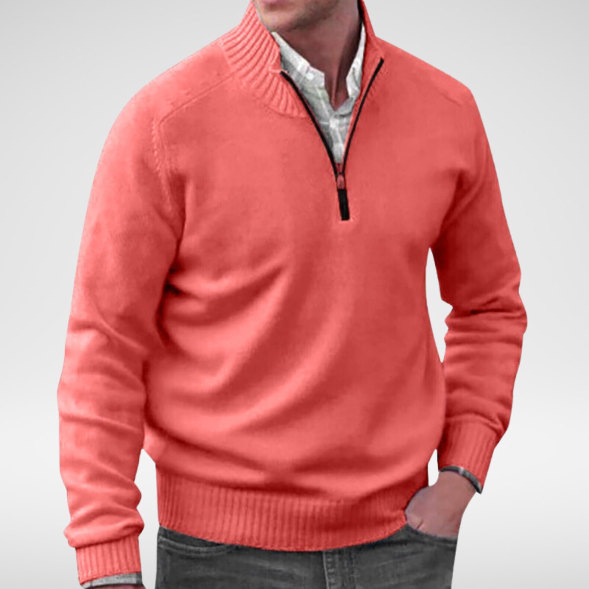 ETHAN - Gebreide half-zip trui voor heren