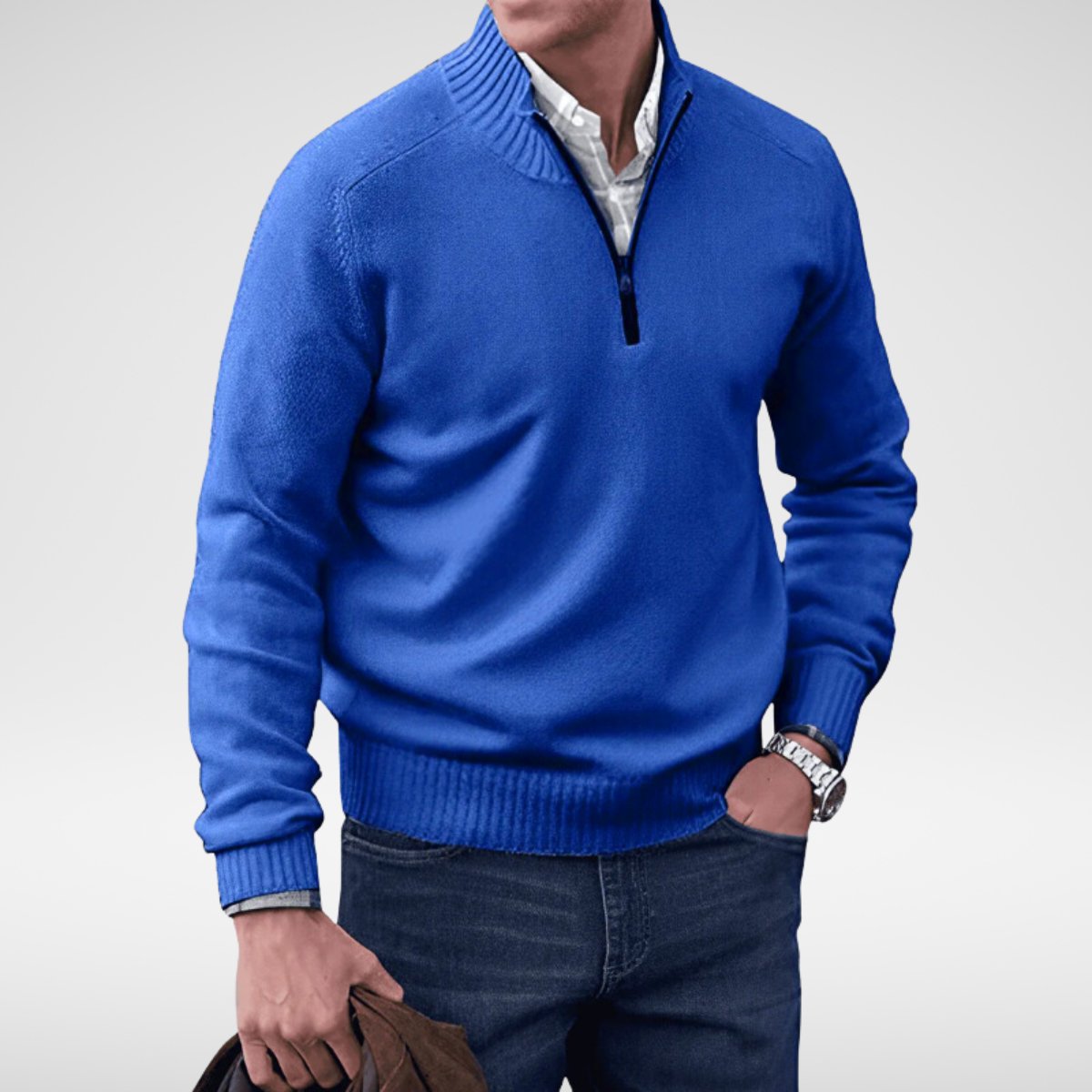 ETHAN - Gebreide half-zip trui voor heren