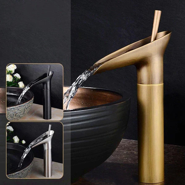 Waterval wastafelkraan met retro design voor badkamer – VELLUTO AquaFall - Glamorix