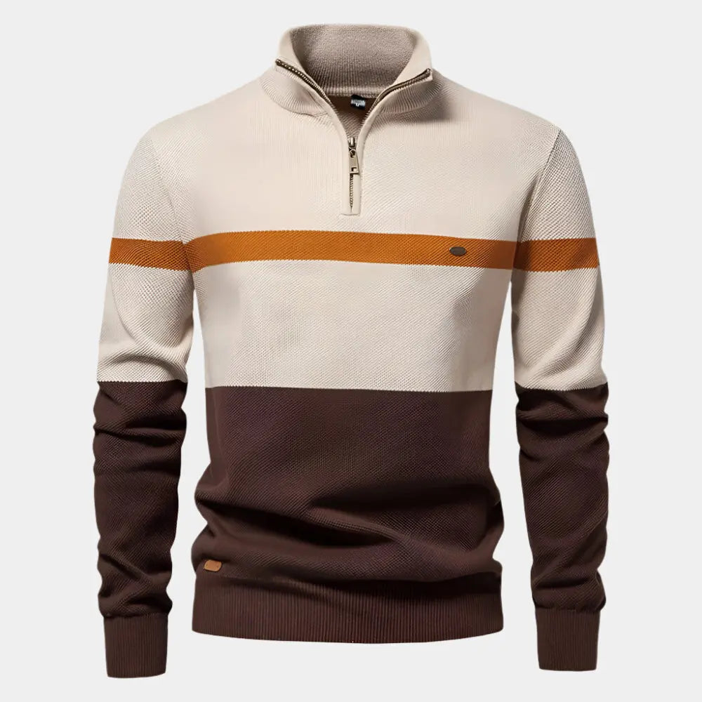 Herenpullover met colorblock en kwartrits – TAVIOR - Glamorix