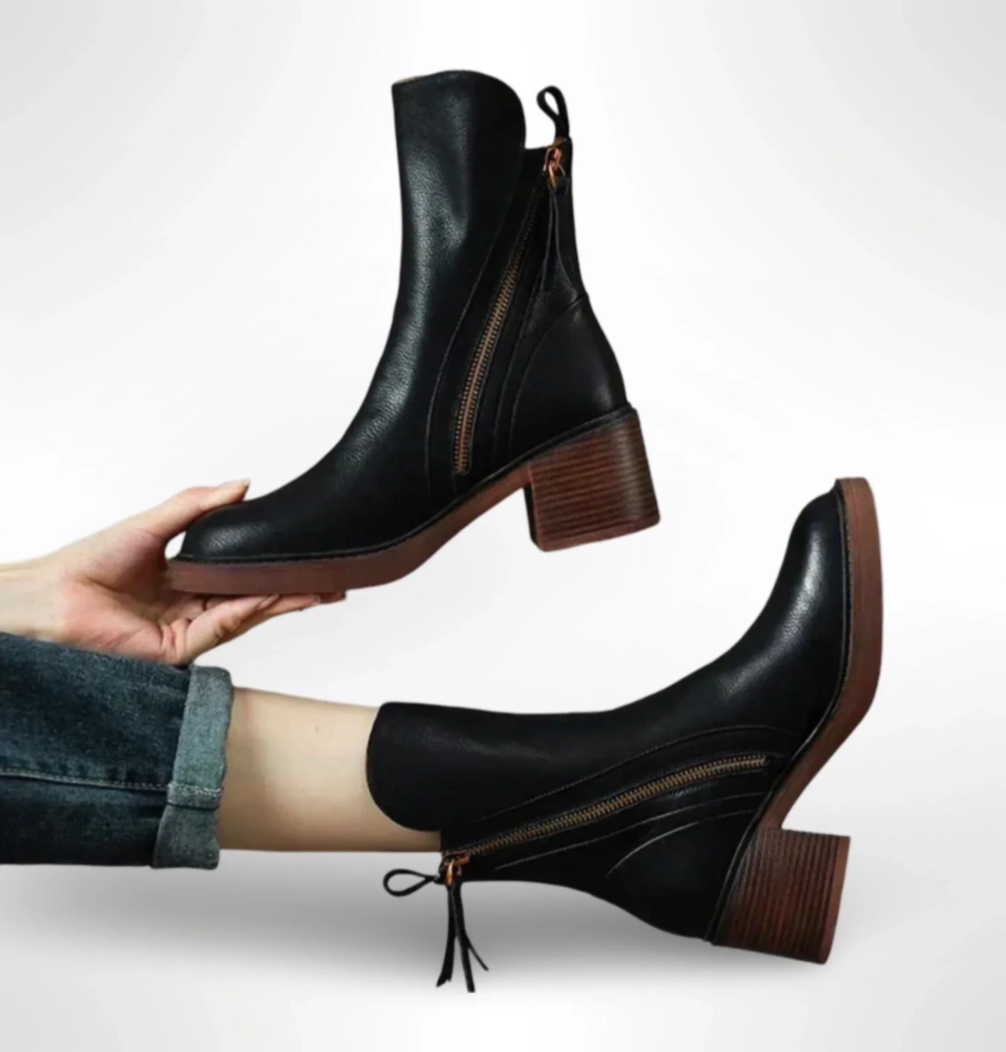 Elegante Leren Damesboots met Tijdloos Design – NOÉRINA