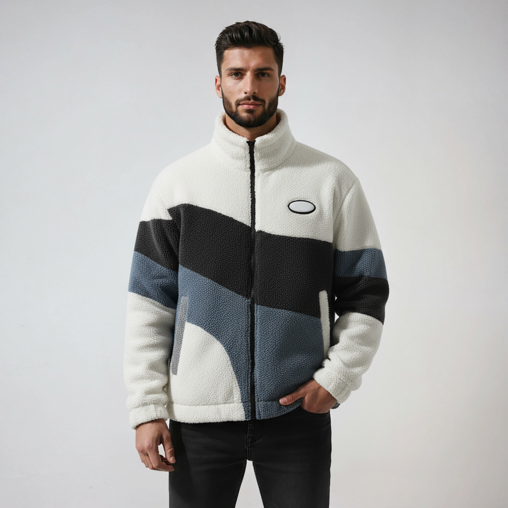 RAFE – Heren fleece jas in vintage stijl met rits - Glamorix
