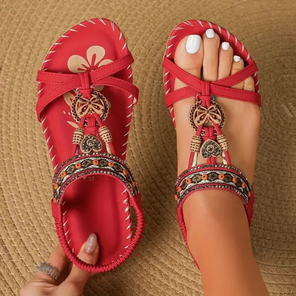 Dames sandalen met sierlijke details en elastische instap – FROSIA - Glamorix