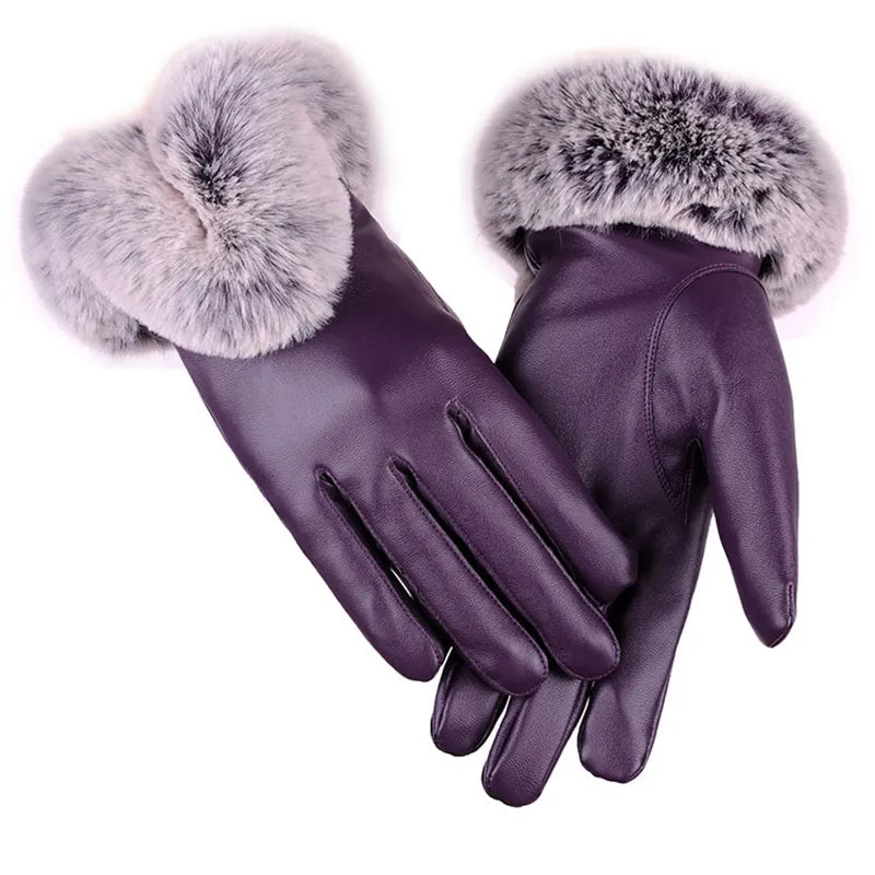 ARABELLA - Luxe leren handschoenen met imitatiebont manchet