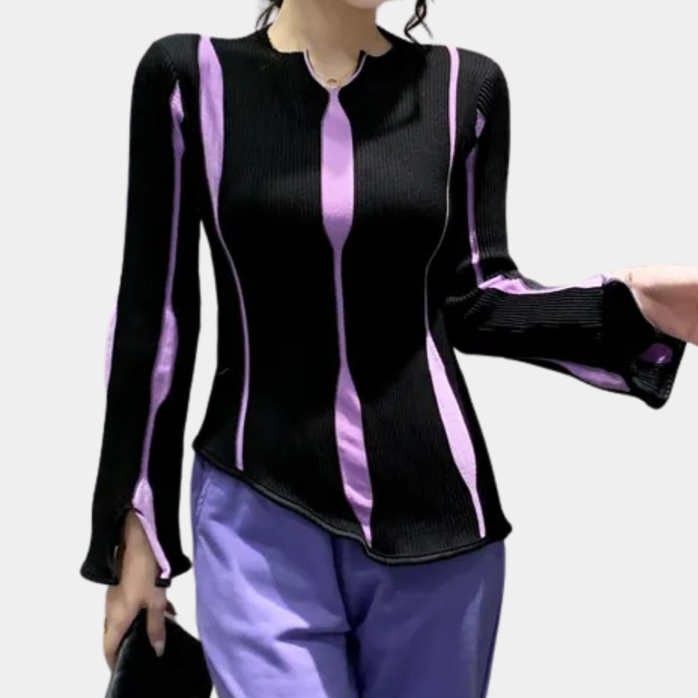 NOA - Asymmetrische geribde gebreide top voor dames