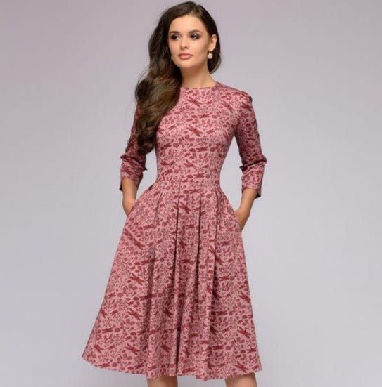 FLORENCE - Midi-jurk met bloemenprint en praktische zakken