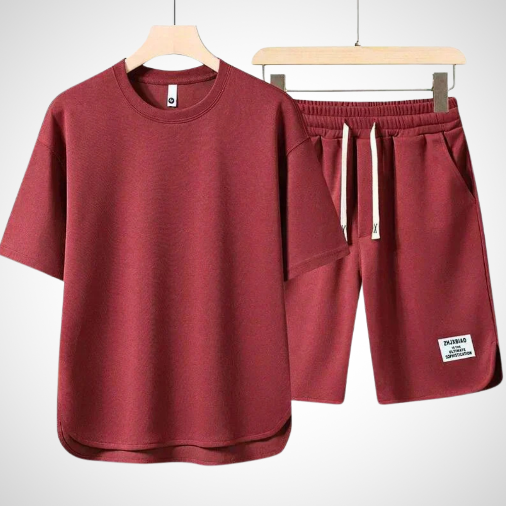 Heren lounge set met oversized T-shirt en short – NUVORO SET - Glamorix
