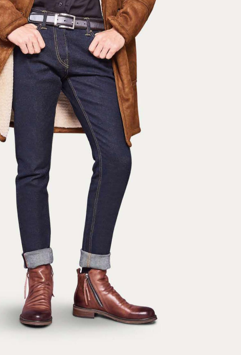 Stijlvolle heren enkellaars met ritssluiting en geplooid leer – VARENO CREST - Glamorix