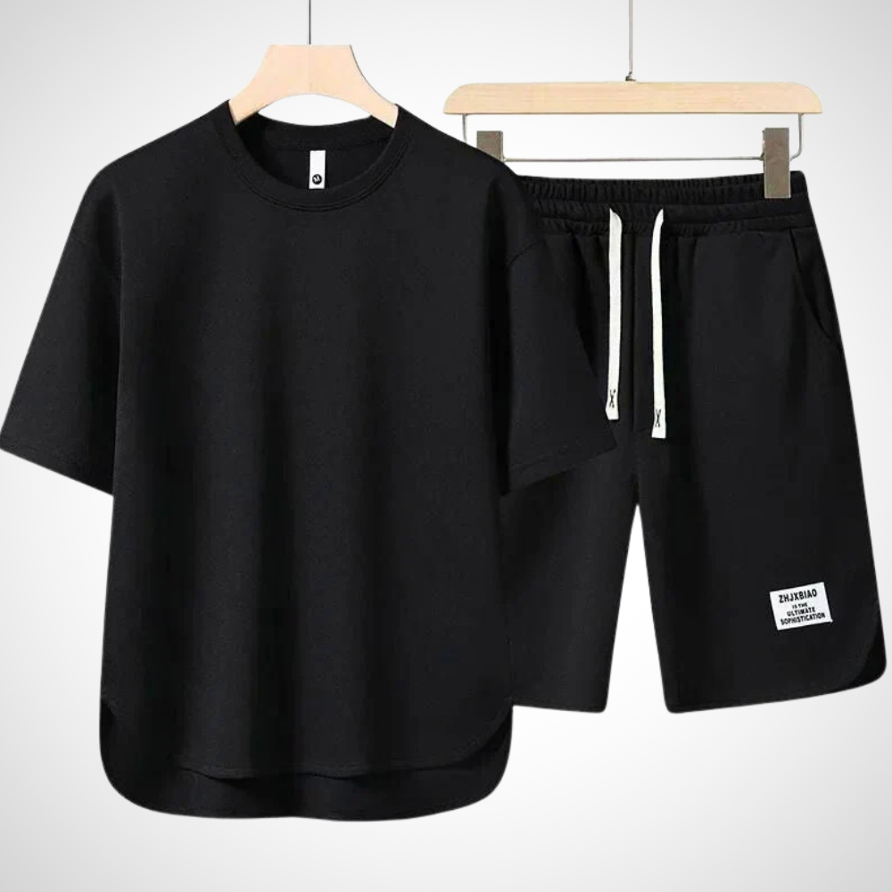 Heren lounge set met oversized T-shirt en short – NUVORO SET - Glamorix