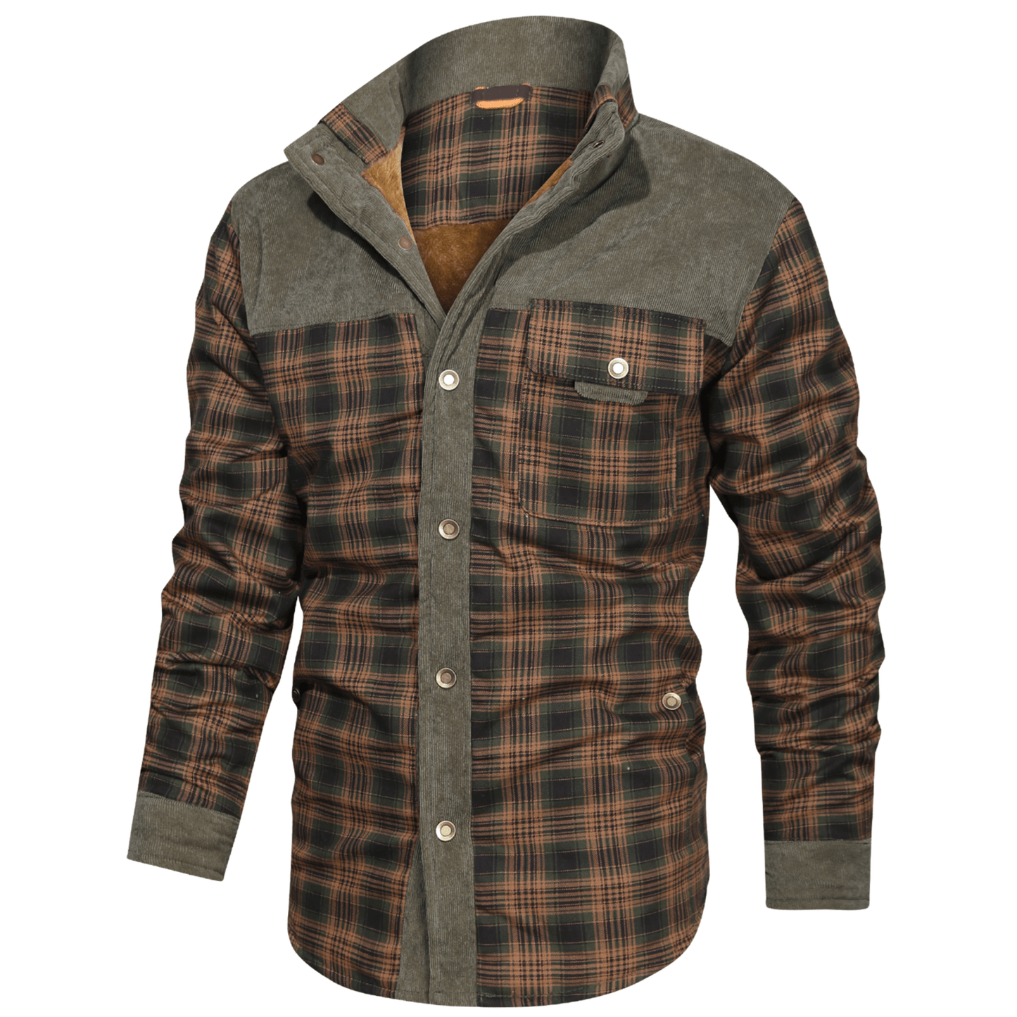 HARRIS - Herenjas met rustieke geruite knoopsluiting en corduroy accenten