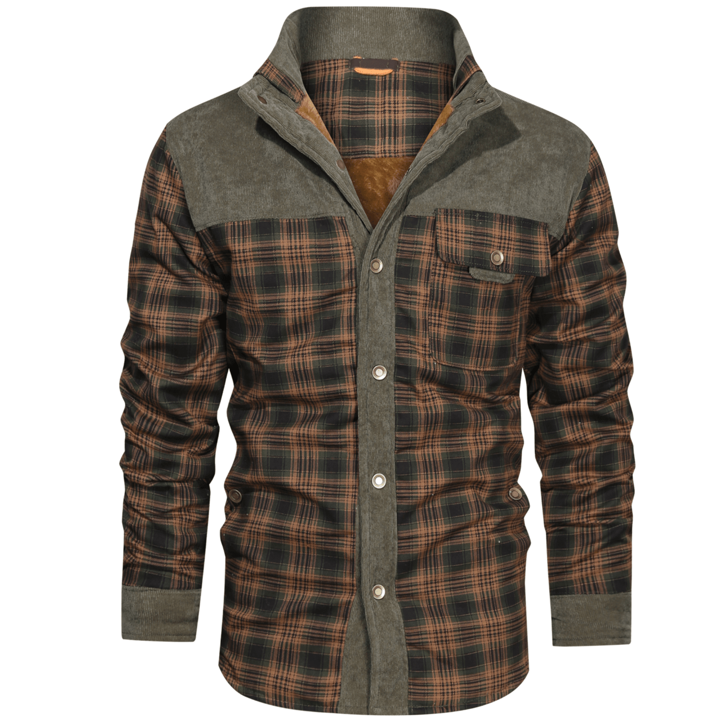 HARRIS - Herenjas met rustieke geruite knoopsluiting en corduroy accenten