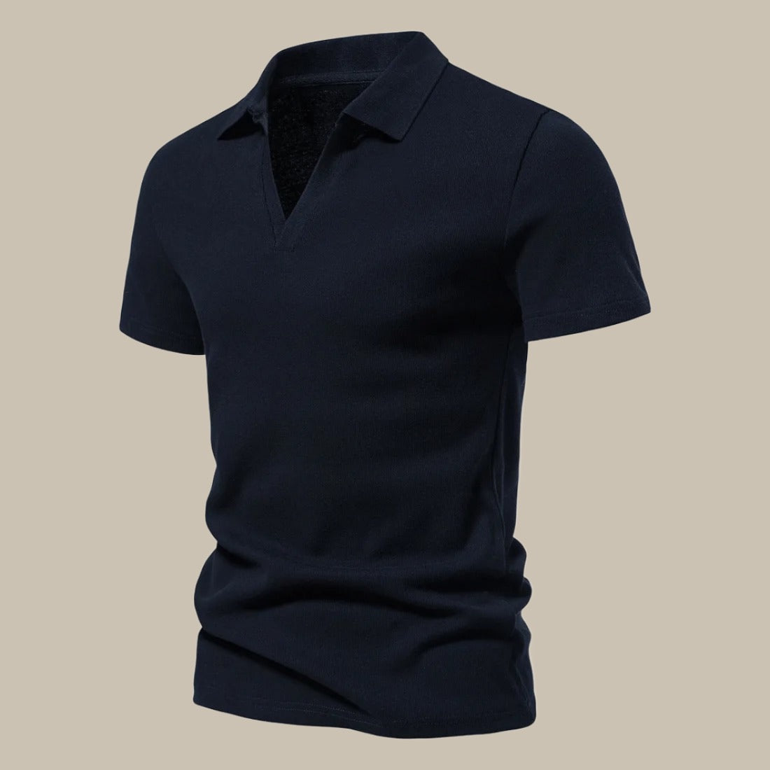 Herenpolo van Merino Wol met Korte Mouwen en V-hals voor Casual en Semi-Formele Gelegenheden – LORENZO CLASSIC - Glamorix