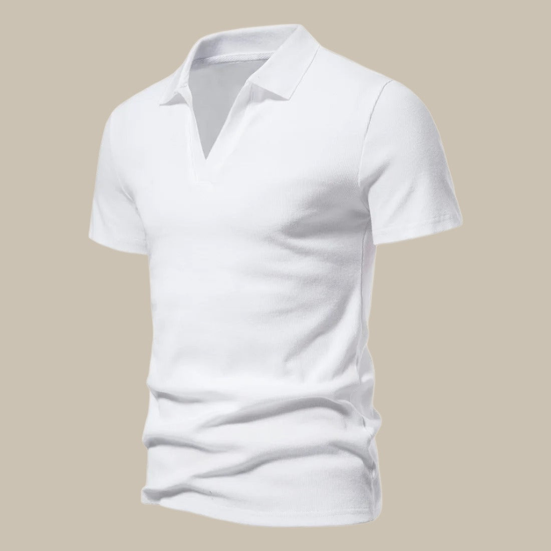 Herenpolo van Merino Wol met Korte Mouwen en V-hals voor Casual en Semi-Formele Gelegenheden – LORENZO CLASSIC - Glamorix