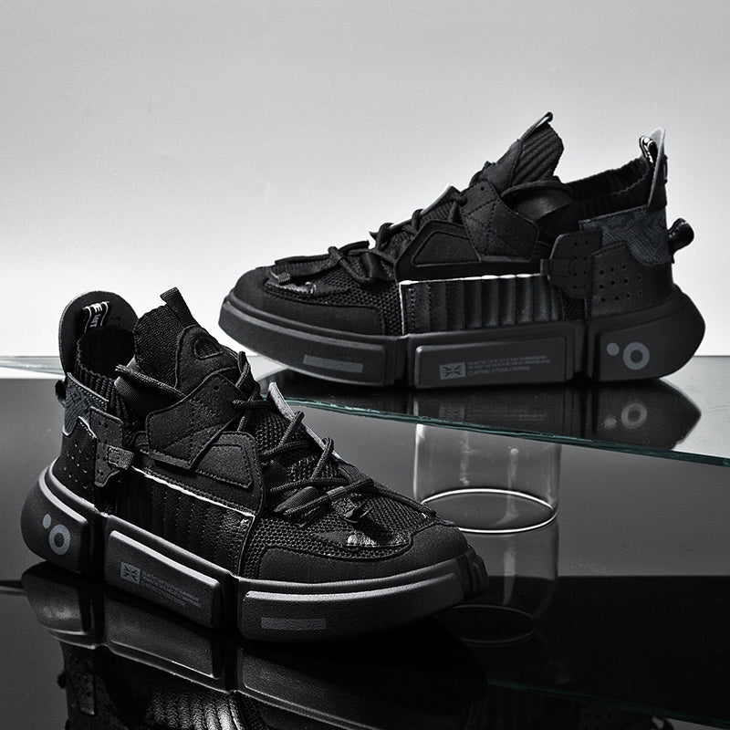 Fashion heren sneakers met futuristisch design en dikke zool – NOVARO X1 - Glamorix